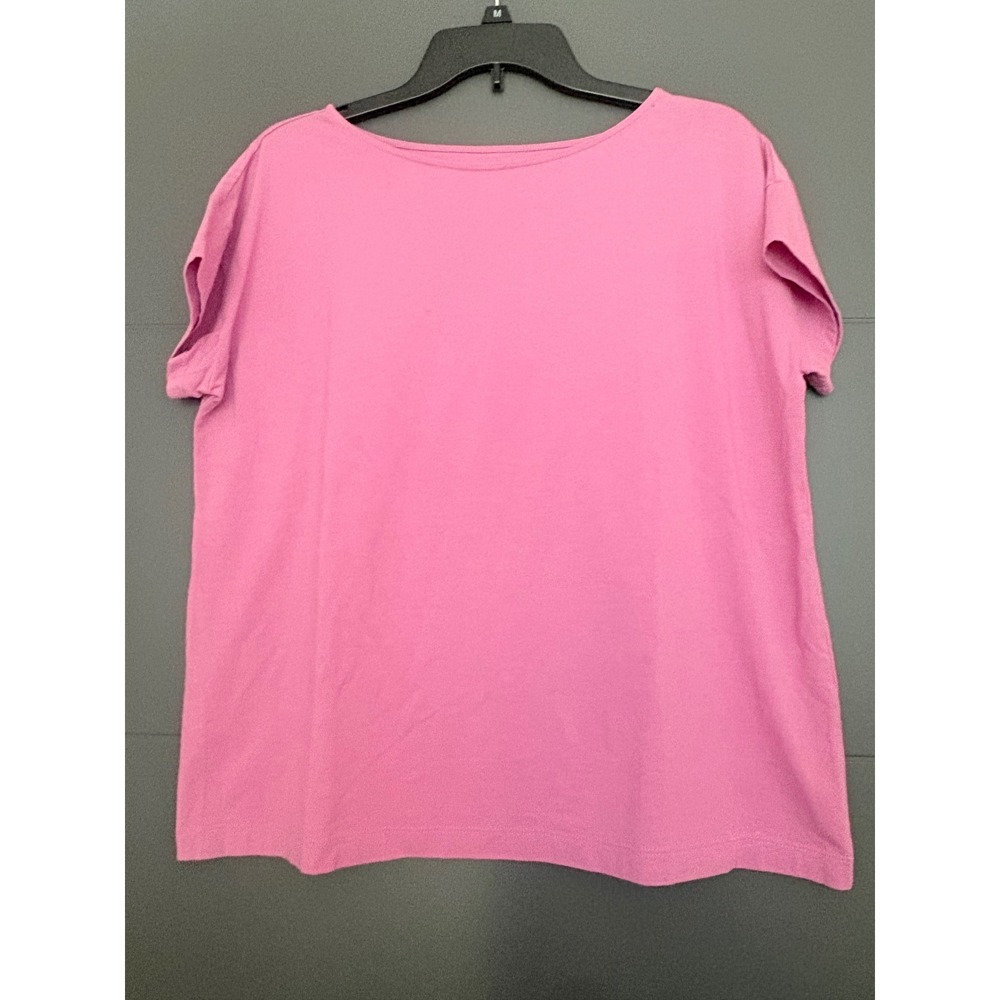 J. Jill Luxe Supima Short Sleeve Tee Pink Boat Neck Cotton Modal Top Womens M